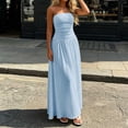 thumbnail image 5 of Blmnix Ladies Dresses Strapless Dress Tent Off The Shoulder Corset Dress Petticoat Sleeveless Maxi Boat Neck Blue Adjustable Waist Summer Casual Dresses for Women L, 5 of 6