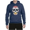 thumbnail image 2 of Wild Bobby Day Of The Dead Sugar Skull Pop Culture Unisex Graphic Hoodie Sweatshirt, Vintage Heather Navy, X-Large, 2 of 5
