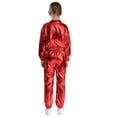 thumbnail image 2 of Miutii Kids Boys Girls Jazz Hip Hop Dance Outfits Metallic Turn Down Collar Jacket with Pants Set Street Dancewear Red 10, 2 of 5