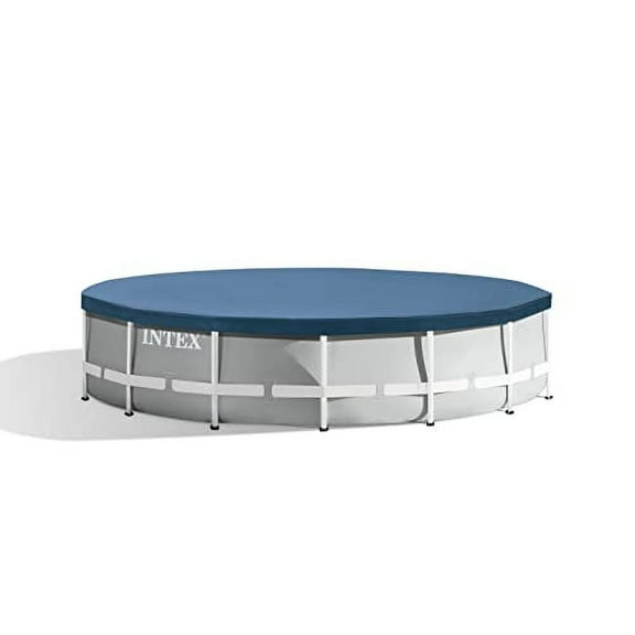 intex round metal frame pool cover, blue, 15 ft