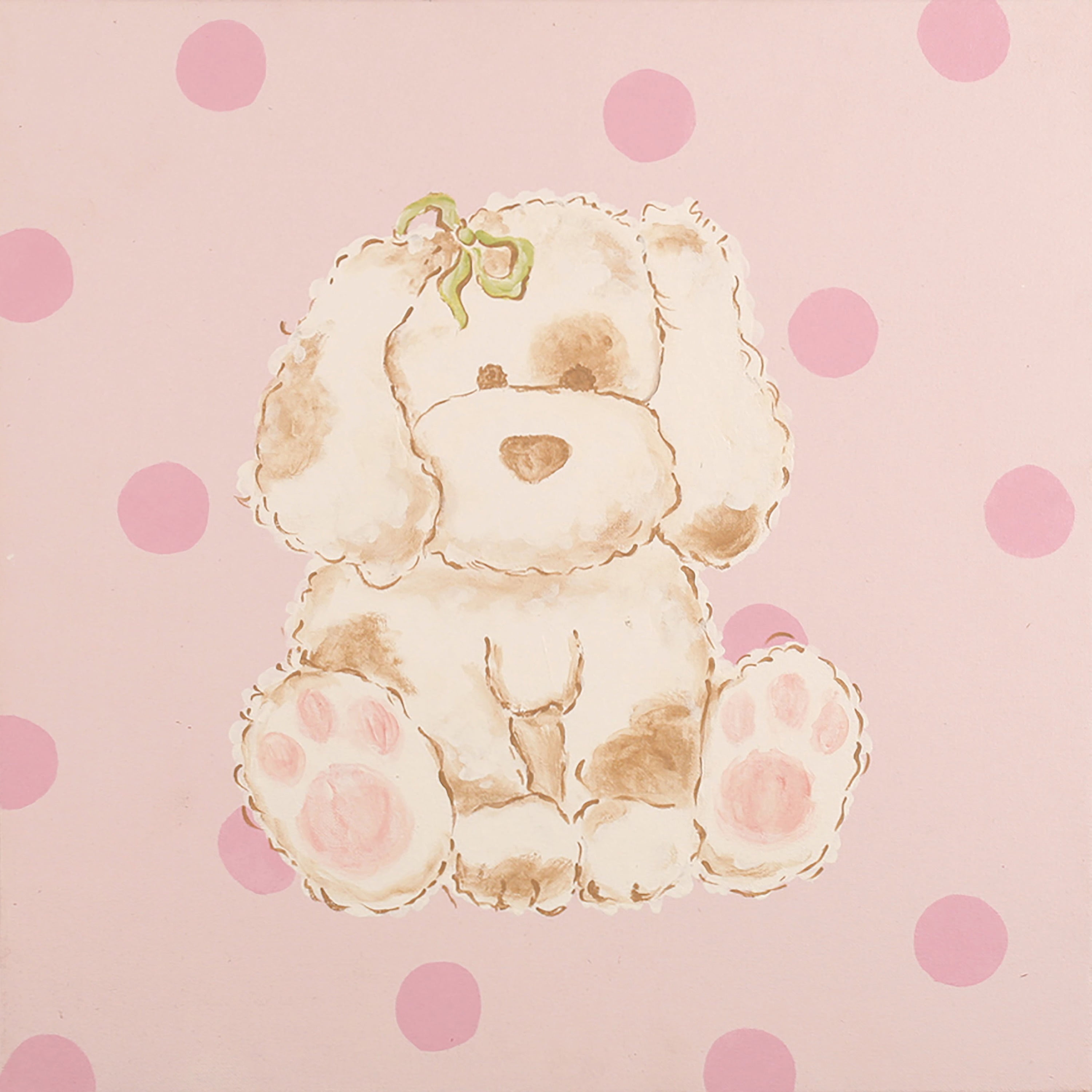 Marmont Hill "Snuggly Puppy" by Reesa Qualia Painting Print on Wrapped Canvas