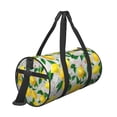 thumbnail image 3 of Xecao Lemon1 print Round Travel Duffel Bag is a foldable gym bag with an inner pocket, perfect for travel sports, 3 of 8