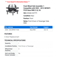 thumbnail image 2 of Front Wheel Hub Assembly 1 - Compatible with 2003 - 2012 INFINITI FX35 Base RWD 3.5L V6 2004 2005 2006 2007 2008 2009 2010 2011, 2 of 2
