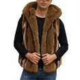 thumbnail image 3 of Zysthvn Open Front Sleeveless Vest for Men Faux Fur Fall Casual Men Jacket Hooded Solid Warm Outerwear, 3 of 9
