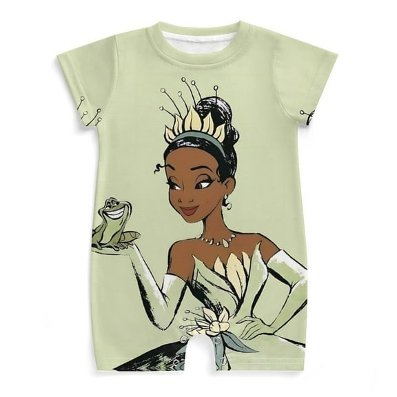 Summer Princess Fro-g Onesie Baby Girl Short Sleeve Bodysuit Cartoon Romper Newborn Jumpsuit