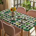 thumbnail image 3 of St Patrick's Day Table Cloths for 4 Foot Rectangle Tables, Lucky Shamrocks Farmhouse Retro Check Patio Waterproof Elastic Fitted Tablecloths, Washable Rectangular Table Cover for Camping, 3 of 8