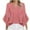 Pink, variant on Women's 3/4 Sleeve Tops Dressy Casual V-Neck Solid Color Business Work Blouses Chiffon Office Shirts