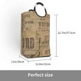 thumbnail image 3 of XMXT Large Collapsible Laundry Hamper, News Old Fashioned Prints Laundry Basket with Aluminum Handle, 50L Brown, 3 of 7