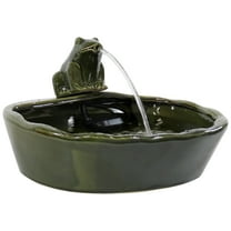 Sunnydaze Frog Contemporary Green Ceramic Solar Water Fountain