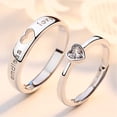 thumbnail image 2 of Visland Couple Knuckle Ring Set Heart Shape Opening Matching Couple Ring Set Birthday Gift, 2 of 8