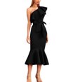 thumbnail image 1 of Gibobby Vestidos de fiesta elegantes Vestido negro de longitud media para mujer con hombros caídos Vestido de noche(Negro,CH), 1 of 5