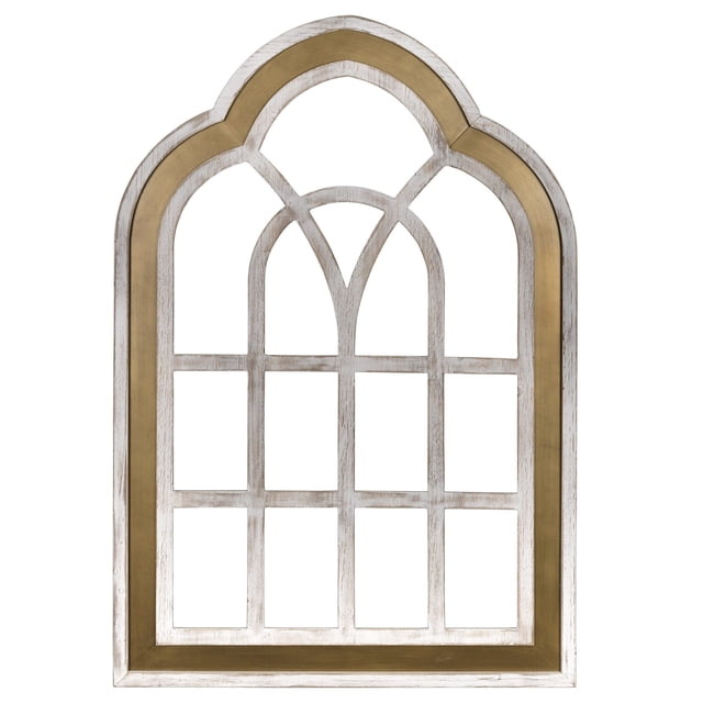 homeroots home decor 383243 Distressed White and Gold Cathedral WindowWall Decor