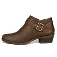 thumbnail image 3 of Pennysue Women Low Chunky Stacked Heel Boots Brown Pu Side Zipper Ankle Booties 7.5M, 3 of 6