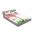 thumbnail image 2 of Ambesonne Colorful Fitted Sheet & Pillow Sham Set, Spring Blossoming Tree, Queen, Multicolor, 2 of 2