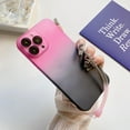 thumbnail image 7 of Compatible with iPhone 15 Pro Max Cute Case Gradient Frosted Wrist Strap Chain Transparent Lens Protection Clear Fashion Protection Shockproof Cover for Women Girls, 7 of 7