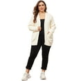 thumbnail image 3 of DARING DIVA Women's Plus Lightweight Long Sleeve Open Front Sweater 4X Apricot, 3 of 6
