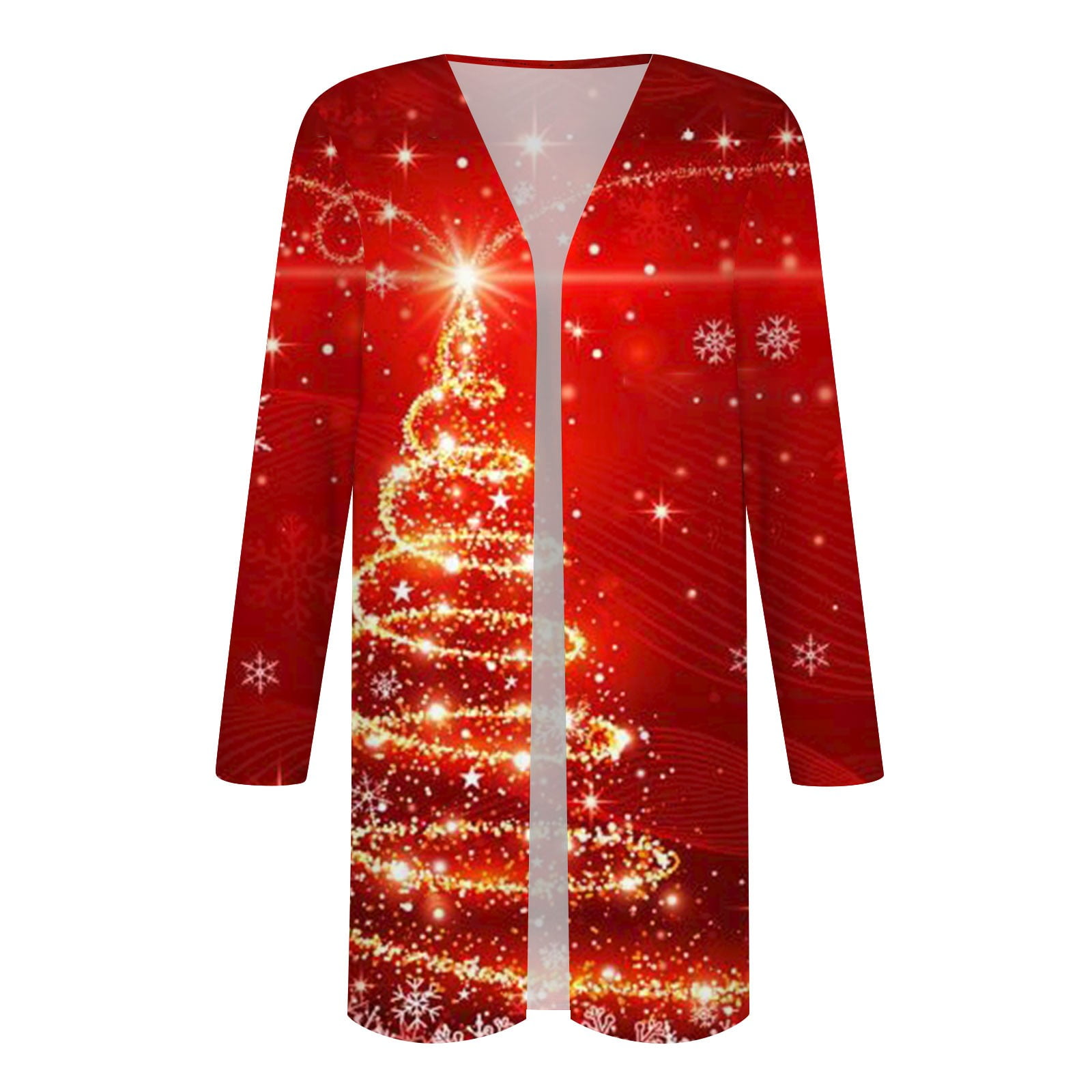 Women for Cardigan Cardigan Long Susanny Oversized Lightweight Work Christmas Open Clothes Women Size Front Tree Women Christmas Plus Size Sleeve for 3XL for Christmas Red Warm Plus Print Y2k