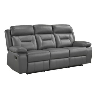 Rima 93 Inch Modern Sofa, Faux Leather Cushions, Rolled Armrests