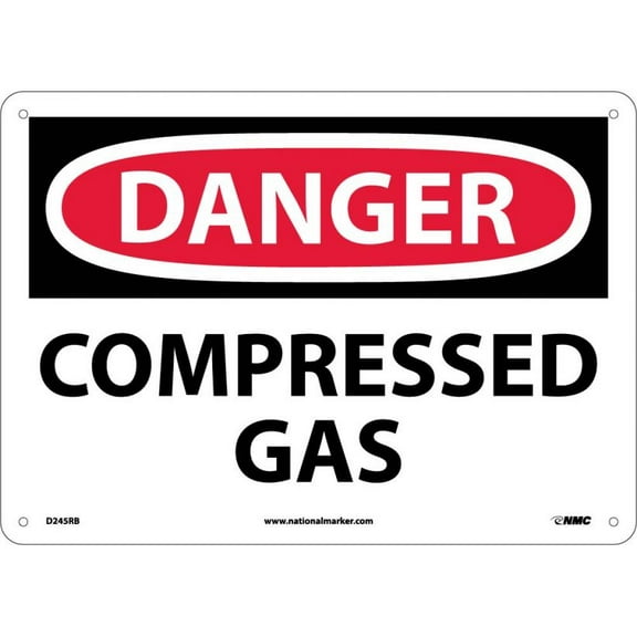 NMC Signs D245Rb, Danger Compressed Gas Sign, 10 X 14, Rigid Plastic .050