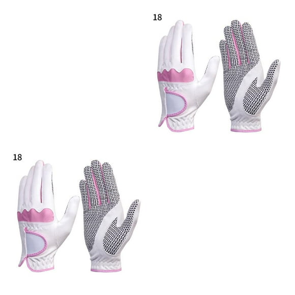 ZheElen Soft Golf Gloves Breathable Microfiber cloth Ladies Women Useful Practical White Pink 18 2Set