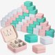 thumbnail image 1 of 50 cajas de joyería pequeñas para viaje, mini joyeros a granel, joyero organizador para dama de honor, exhibidor de aretes de cuero (color blanco, rosa y verde), 1 of 6