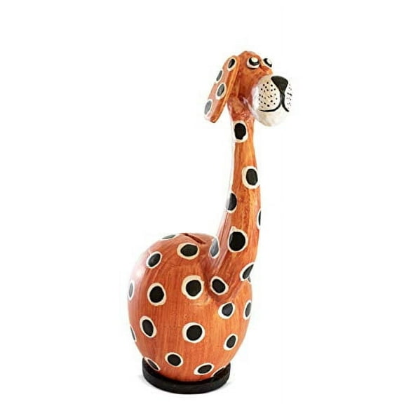 Unique Handmade Wooden Dog Cute Coin Piggy Bank Statue Figurine Handcrafted Wood Hand Carved Keepsake Saving Money Adorable Kids Room Decor Gift