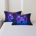 thumbnail image 7 of Koniroom 3 Pieces Neon Gamer Comforter Set Queen Size for Boys, Kids Bedroom Decor Soft Reversible Gaming Bedding, All Season Bed Set, Black Purple, 7 of 7