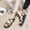 Black, variant on Mia Sandals Women's Fashion Round-toe Open Toe Sandals Thick Bottom Solid Color Casual Sandals Sandal Heels for Women Summer on Clearance