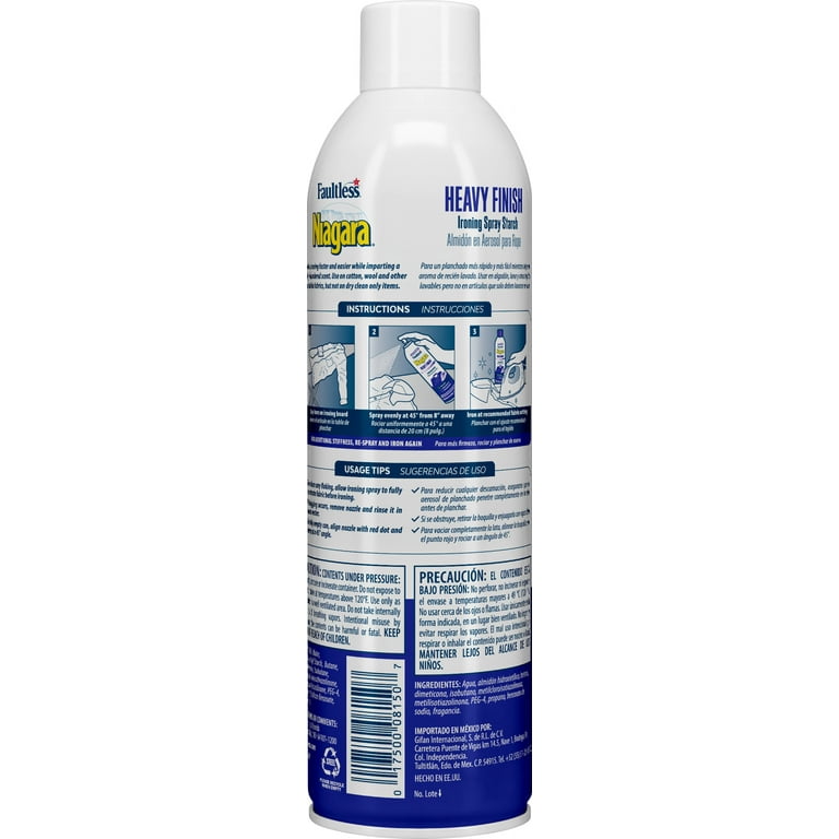 Faultless Niagara Heavy Finish Ironing Spray Starch 3 Pack, Size: 9.75H x 2.875W x 2.875 D, Clear