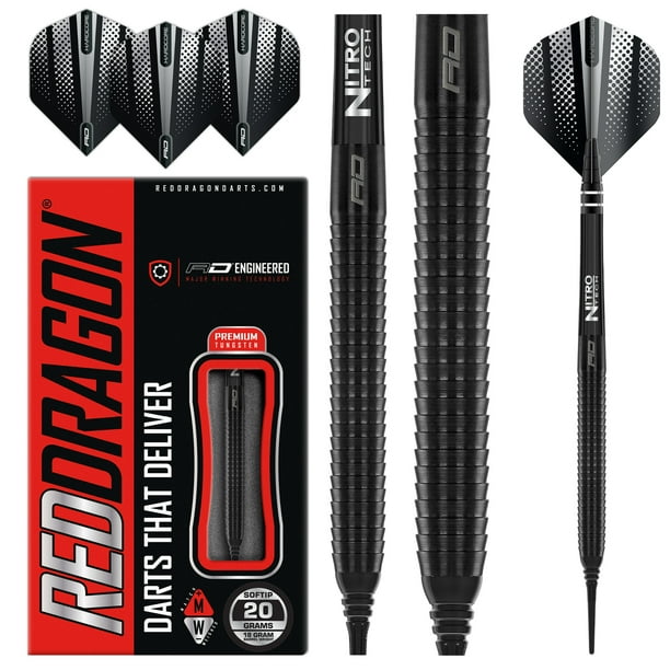 RED DRAGON Razor Edge Black 18 Gram Tungsten Darts Set