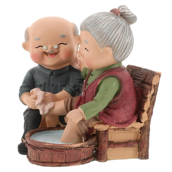WHAMVOX  Resin Couple Figurines Anniversary Wedding Cake Topper Elder Elderly