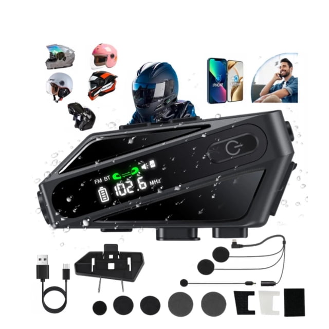 Intercomunicador Moto Ip6 Audifonos Bluetooth Para Casco C6 Modelo Negro