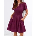 thumbnail image 3 of BTFBM Womens Spring Casual Mini Dresses Lightweight Short Sleeve V Neck Elastic Waist Cute Boho Beach Dress Pockets, 3 of 7