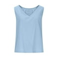 thumbnail image 4 of Womens V Neck Cropped Linen Tank Tops Spring Summer Sleeveless Shirts, 4 of 9