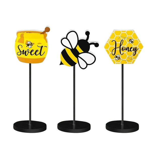 ¡Gran oferta! Letrero de decoración del hogar con girasol y abeja de limón, bloque de madera de pie alto y rústico de madera