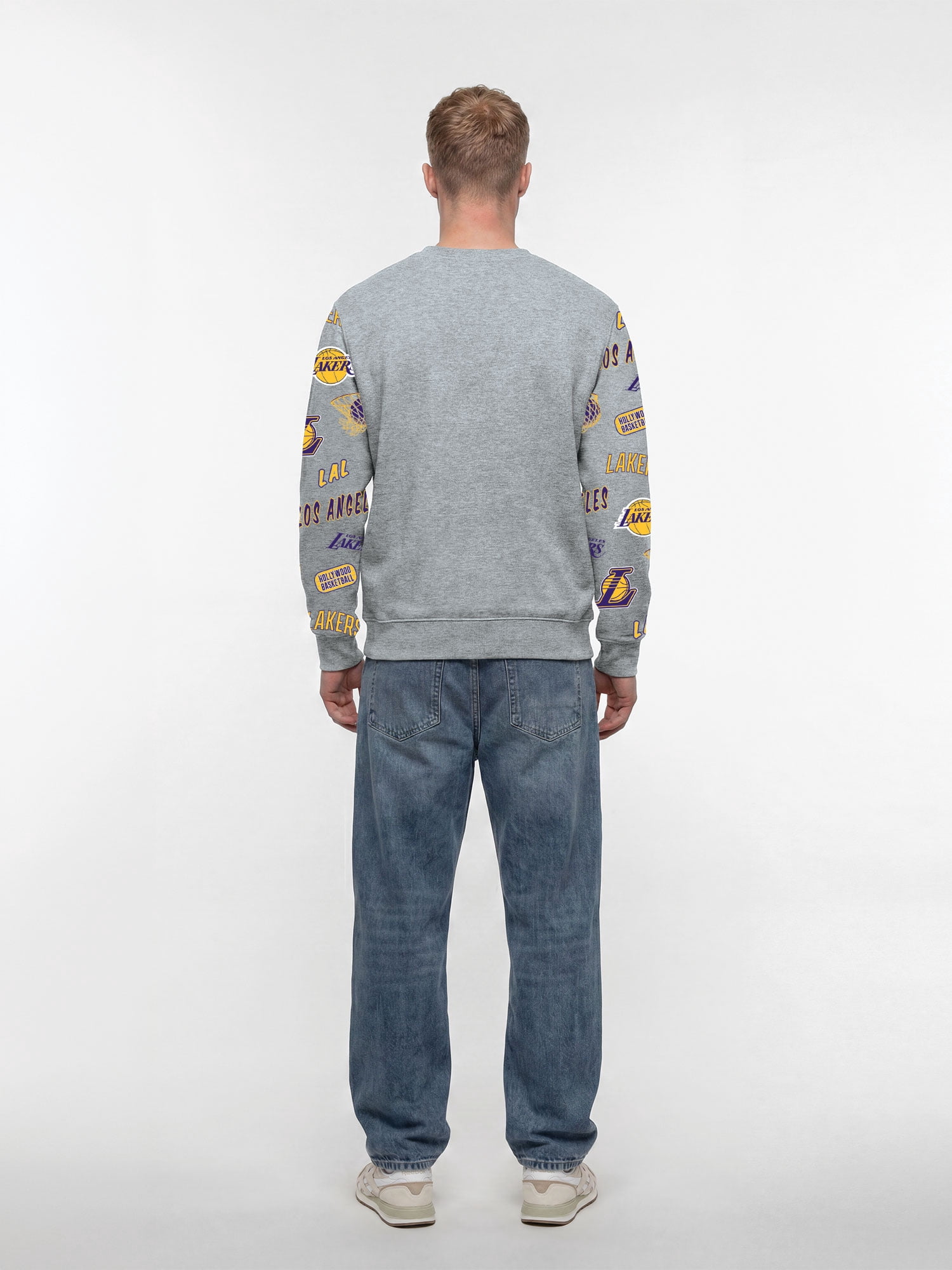 Los Angeles Lakers Reebok Adult Gray Crew Neck Sweatshirt
