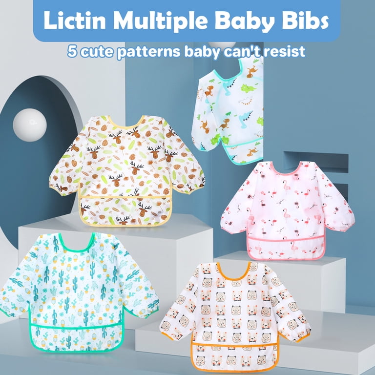 Lictin Long Sleeve Waterproof Baby Bibs, 5-Pack photo 8