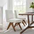 thumbnail image 2 of Side Dining Chair, Set of 2, Ivory White, Fabric, Wood, Kitchen Cafe Bistro Hospitality Restaurant, Modern Contemporary HB36192, 2 of 10