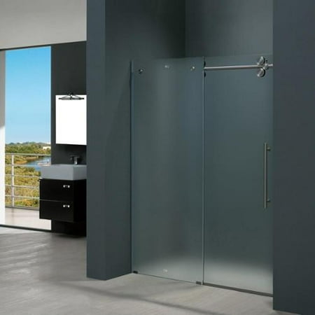 Vigo 60 Inch Frameless Frosted Gl Sliding Shower Door This On Opens A Dialog That Displays Additional Images For Product With The Option To Zoom In Or Out