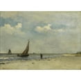 thumbnail image 3 of Johan Hendrik Weissenbruch 24x18 Black Modern Framed Museum Art Print Titled - Beach Scene (C. 1870 - C. 1903), 3 of 5