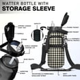 thumbnail image 2 of Black&white Check 64 Oz Water Bottle with Sleeve - BPA Free Leakproof Sport Large Plastic Water Bottle with Straw Strap & Insulated Neoprene Holder Carrier Bag Great Gift for Women Men, 2 of 6
