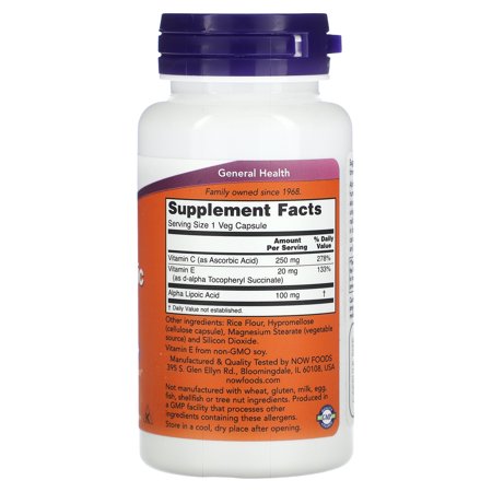 NOW Foods アルファリポ酸 100mg 60粒 ベジカプセル ナウフーズ ALPHA LIPOIC ACID 100mg 60vegcapsules