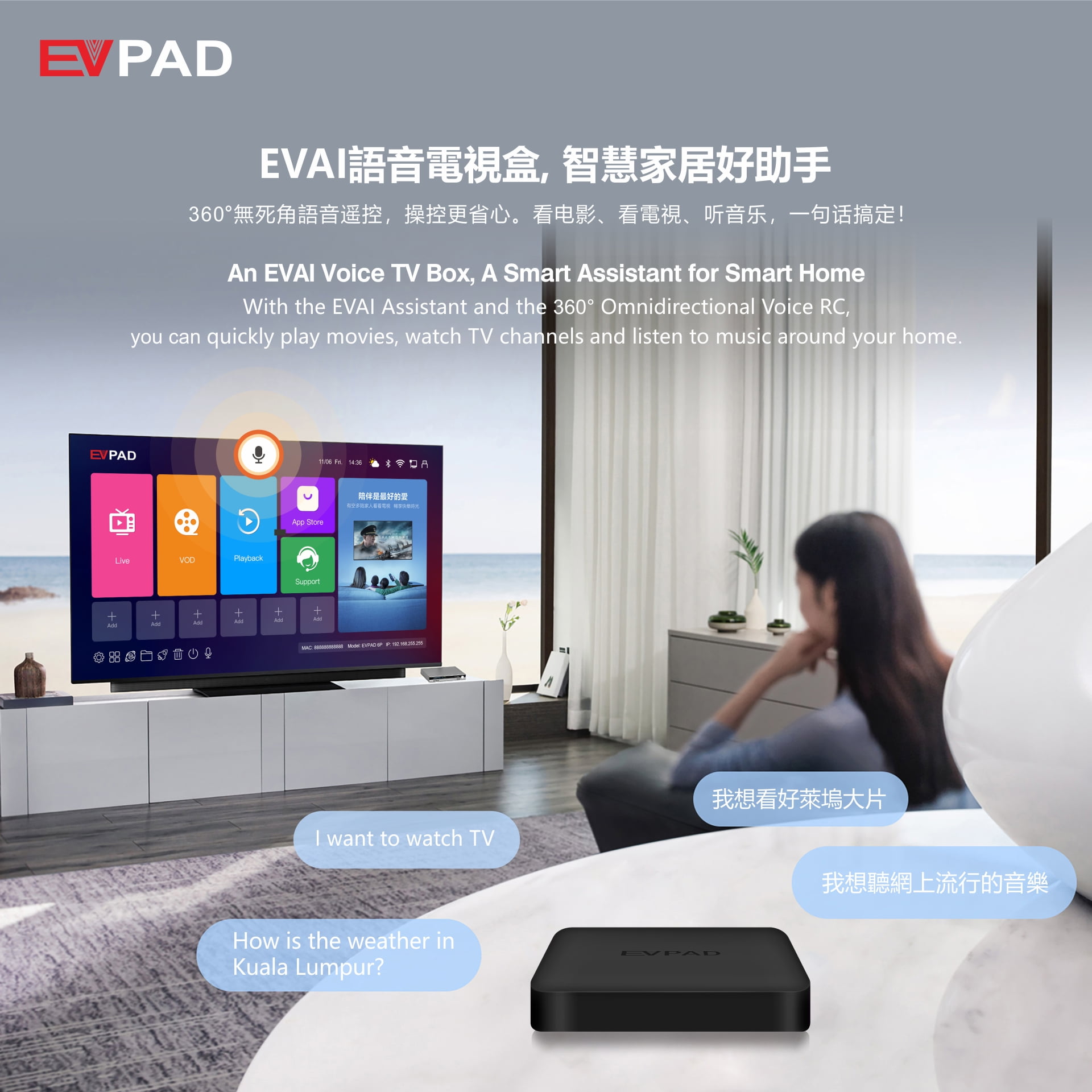 EVPAD 6P 4G RAM/64G ROM Android Tv Box Asia HK JP CN Taiwan North