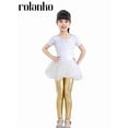 thumbnail image 2 of Rolanko Girls Metallic Leggings, Kids Stretchy Tights, Ankle Length Shiny Dance Pants, 2 of 4