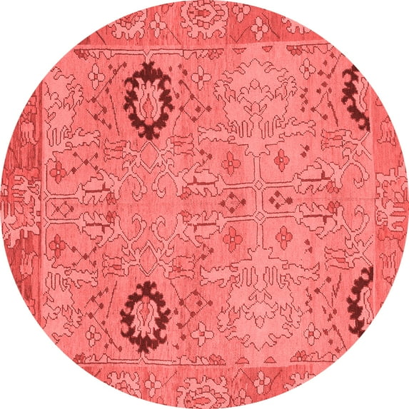 Ahgly Company Indoor Round Oriental Red Traditional Area Rugs, 4' Round