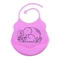thumbnail image 1 of Los Baberos Impermeables Bebé Niño Silicón con Enrollan para Arriba Limpian Elephant_Rose Red perfecl Baberos para niños pequeños para comer, 1 of 7