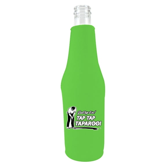 Just Tap It In Tap Tap Taparoo! Beer Bottle Coolie (Bright Green)