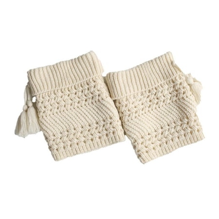 

Thinsont Leg Warmer Cover Keeping-warm Female Dress Accessories Short Boot Cuffs with Tassel Pendant Clothing Accessory Sock Covers White