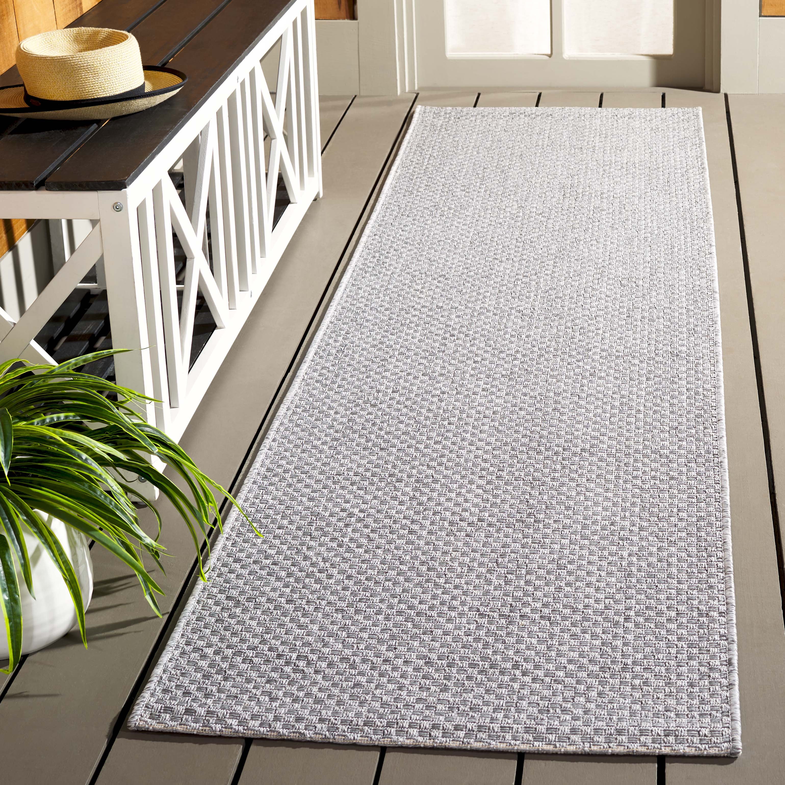 SAFAVIEH Sisal All-Weather Ophelia Solid Indoor/Outdoor Runner Rug, Light Grey, 2'2" x 8'