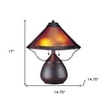 thumbnail image 2 of 17" Rust Metal Two Light Table Lamp With Amber Empire Shade, 2 of 5